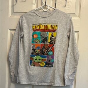 Star Wars The Mandalorian Kids Gray Long Sleeve Tee